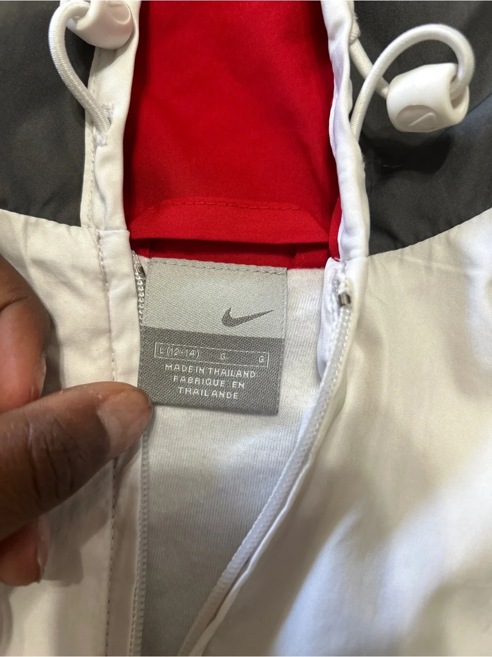 Nike Colorblock Full Zip Windbreaker Jacket Red Hood Embroidered Swoosh